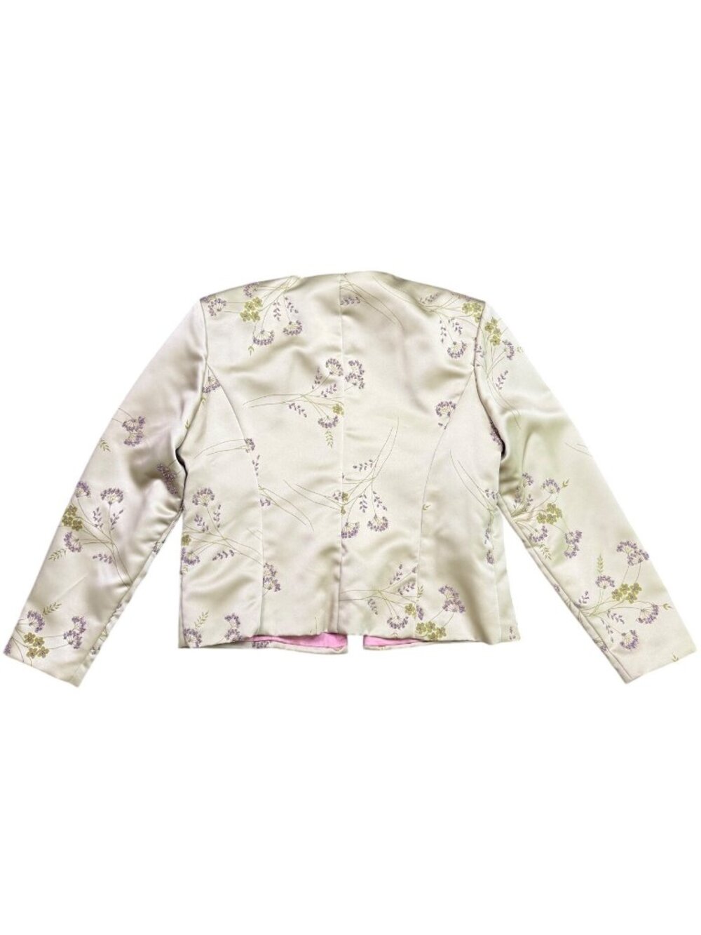 Jwffrey & Dara Womens Cream Satin Floral Jacket & Sleeveless Top Set Size 16 - Picture 3 of 9